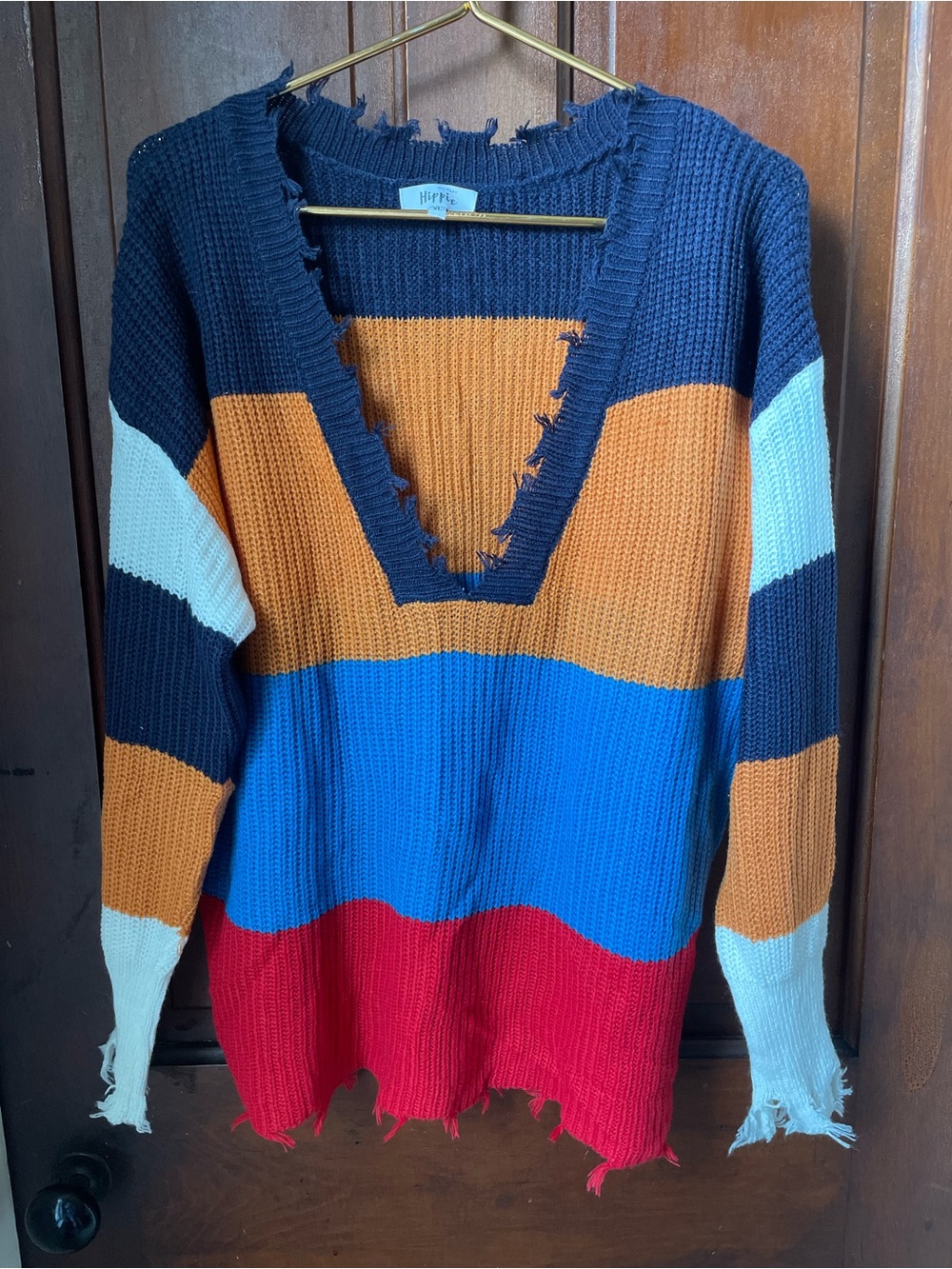 Military Hippie women's extra large v neck sweater
